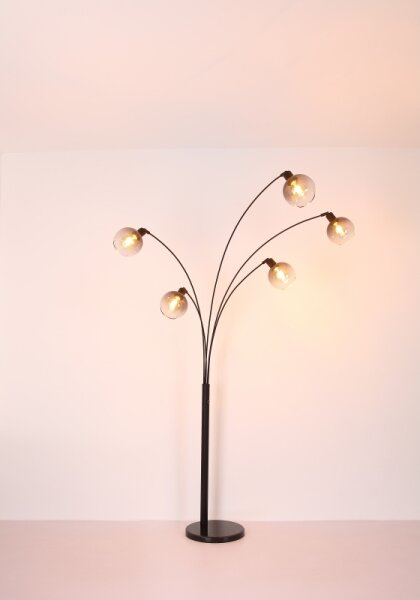 Globo 58228NBS - Stojací lampa SEYMOUR 5xE27/40W/230V kouřová