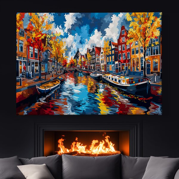 Obraz na plátně -Zlatým listopadem v Amsterdamu FeelHappy.cz Velikost obrazu (šířka x výška): 40 x 30 cm