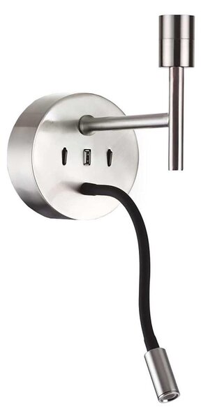 Ideal Lux - LED Flexib. lampa s monturou SET UP 1xE27/42W+LED/3W/230V USB chrom