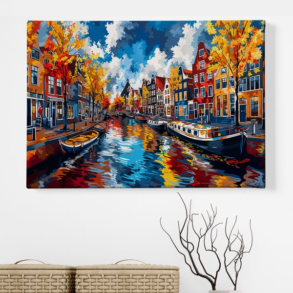 Obraz na plátně -Zlatým listopadem v Amsterdamu FeelHappy.cz Velikost obrazu (šířka x výška): 40 x 30 cm