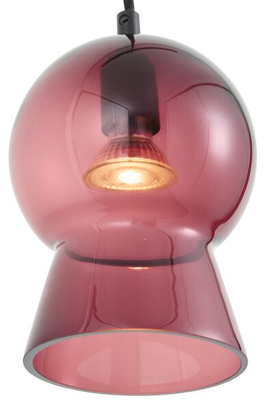 Retro závěsná lampa černá s fialovým sklem pro 1-fázový kolejnicový systém - Iconic Bell