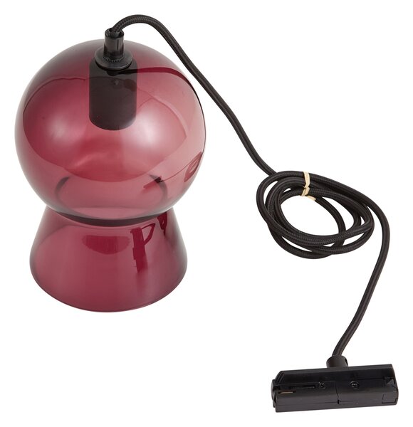 Retro závěsná lampa černá s fialovým sklem pro 1-fázový kolejnicový systém - Iconic Bell