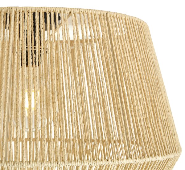 Stropní lampa černá s béžovým lanovým stínidlem 50/50/30 - Cyl
