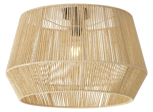 Stropní lampa černá s béžovým lanovým stínidlem 50/50/30 - Cyl