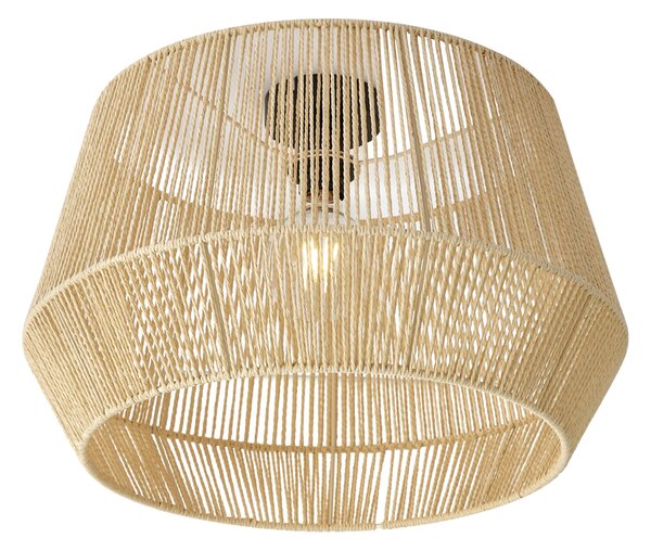 Stropní lampa černá s béžovým lanovým stínidlem 50/50/30 - Cyl