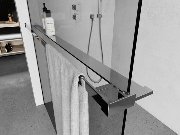 Mexen příslušenství, polička/držák na ručníky pro sprchovou zástěnu (max 140cm), chromová, 800-02-01