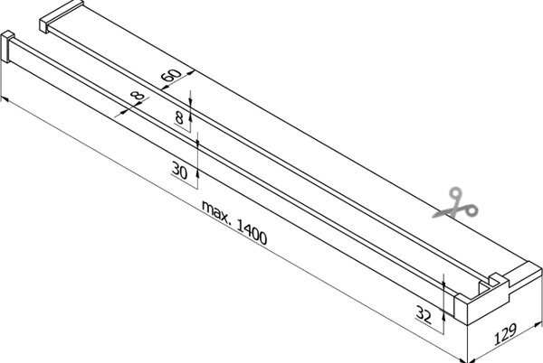 Mexen příslušenství, polička/držák na ručníky pro sprchovou zástěnu (max 140cm), ocelová, 800-02-97
