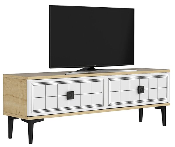 TV stolek/skříňka Yutta (dub + bílá). Akce -23%