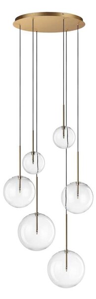 Ideal Lux - LED Lustr na lanku EQUINOXE 6xG4/2W/230V pr. 65 cm mosaz/čirá