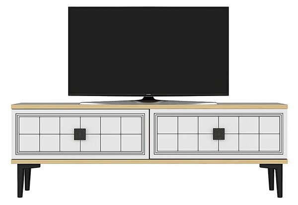 TV stolek/skříňka Yutta (dub + bílá). Akce -23%