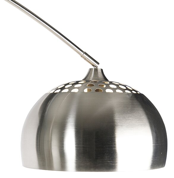 Stojací lampa s obloukem z oceli s bílým mramorovým podstavcem s ocelovým stínítkem - Arc XXL