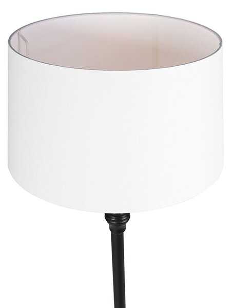 Stojací lampa černá s lněným stínítkem bílým 45cm - Classico