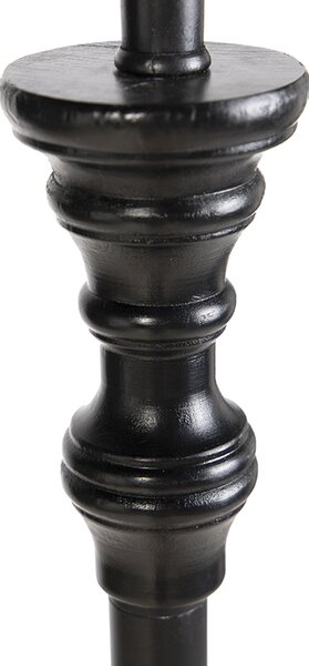 Stojací lampa černá s lněným stínítkem šedá 45 cm - Classico