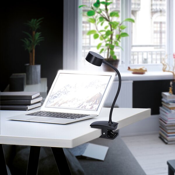 SOLIGHT LED stolní nabíjecí lampička, 2W, 210lm, 3CCT, černá, clip