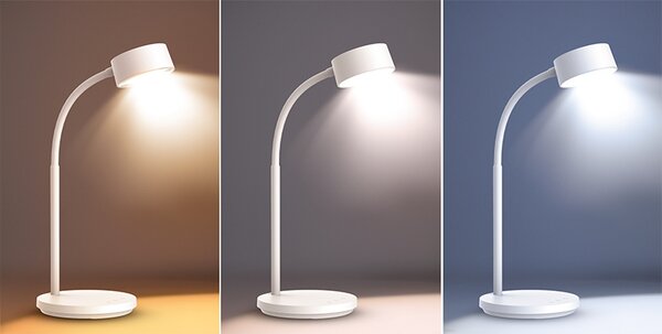 SOLIGHT LED stolní lampička, 4,5W, 300lm, 3CCT, bílá, podstavec