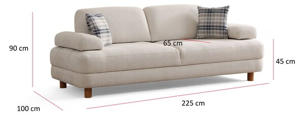 Rozkládací pohovka Nicel (krémová) (s úl. prostorem)