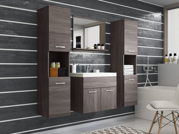 Koupelnový nábytek Floryna XL, Barva: bílá + šedý lesk, Sifon k umyvadlu: ano, Baterie: Platino BCZ 020M Mirjan24 5903211069147