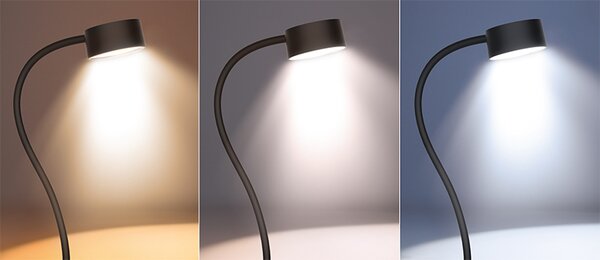 SOLIGHT LED stolní nabíjecí lampička, 2W, 210lm, 3CCT, černá, clip