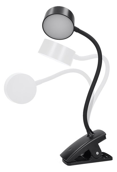 SOLIGHT LED stolní nabíjecí lampička, 2W, 210lm, 3CCT, černá, clip