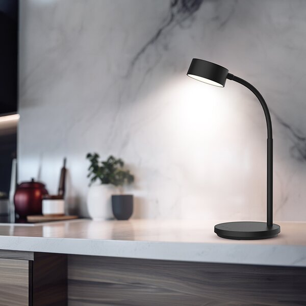 SOLIGHT LED stolní lampička, 4,5W, 300lm, 3CCT, černá, podstavec