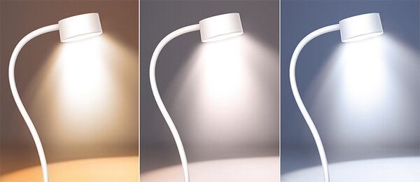 SOLIGHT LED stolní nabíjecí lampička, 2W, 210lm, 3CCT, bílá, clip