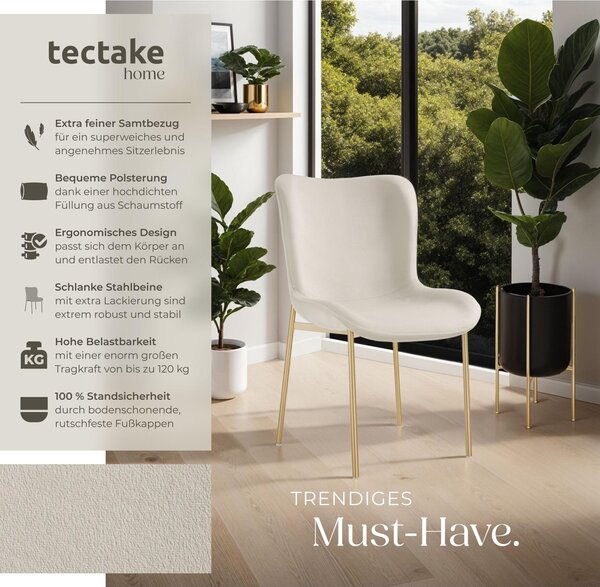 Tectake® Tessa čalouněná židle ergonomického tvaru s vysokým opěradlem 54 x 62 x 90 cm