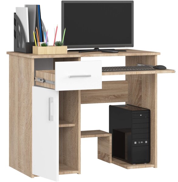 Ak furniture Volně stojící psací stůl Jay 90 cm dub sonoma/bílý