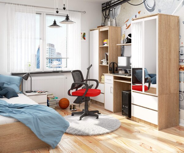 Ak furniture Volně stojící psací stůl Jay 90 cm dub sonoma/bílý