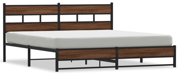 Kovový rám postele bez matrace hnědý dub 200 x 200 cm 3308515