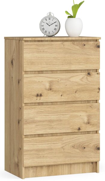 Ak furniture Komoda Kuba 60 cm - 4 šuplíky dub artisan