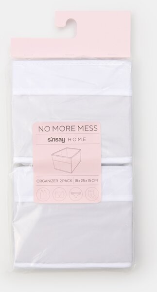 Sinsay - Skládací organizéry do skříně 2 pack - bílá