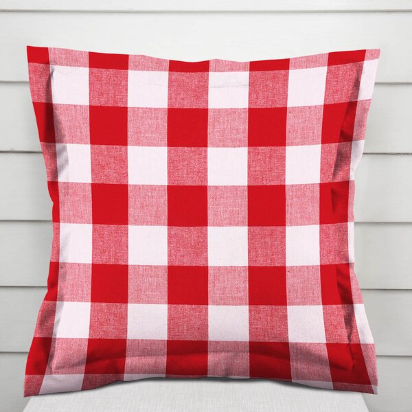Biante Bavlněný povlak na polštář s lemem Olivia OL-016 Červeno-bílá kostka velká 30 x 50 cm