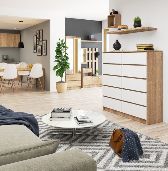 Ak furniture Komoda Kuba 120 cm dub sonoma/bílá