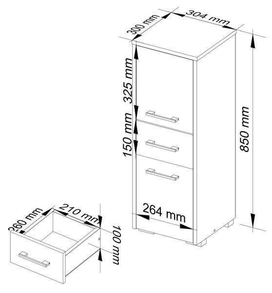 Ak furniture Koupelnová skříňka Fin bílá
