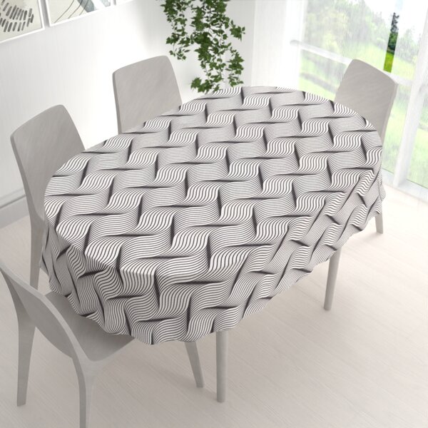 Biante Dekorační oválný ubrus PML-042 Černo-bílé vlnění 100x140 cm