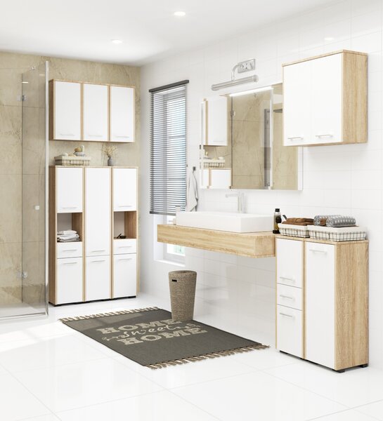 Ak furniture Koupelnová skříňka Fin sonoma/bílá