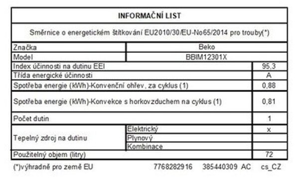 Beko BBIM12301X Vestavná trouba