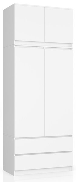 Šatní skříň s nástavcem Houseland Starline 01 matná bílá