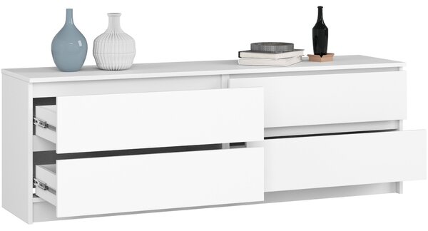 Ak furniture KOMODA Kuba 160 cm - 4 šuplíky - bílá