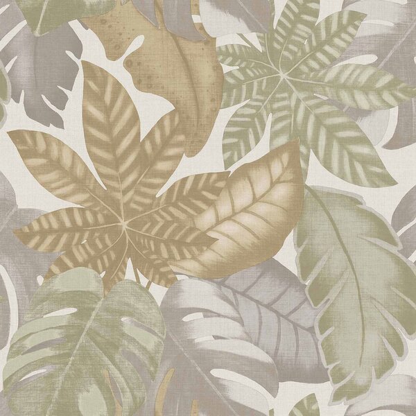Béžová vliesová tapeta na zeď, tropické listy, 26413, Thai, Cristiana Masi by Parato