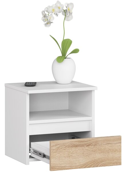 Ak furniture Noční stolek CL1 40 cm bílý/dub sonoma