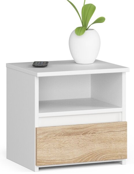 Ak furniture Noční stolek CL1 40 cm bílý/dub sonoma