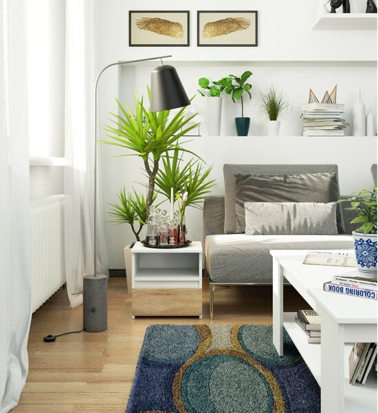 Ak furniture Noční stolek CL1 40 cm bílý/dub sonoma