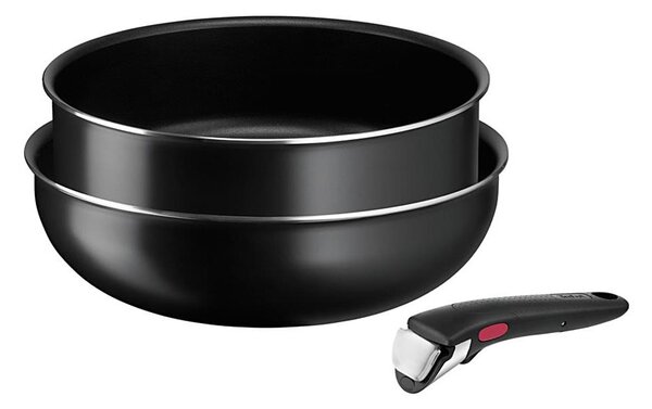 Tefal - Sada pánví 3 ks INGENIO EASY COOK & CLEAN BLACK