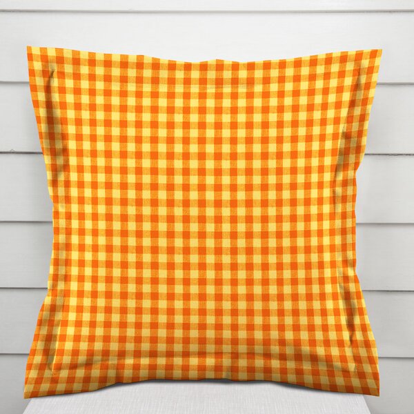 Biante Bavlněný povlak na polštář s lemem Olivia OL-006 Oranžovo-žlutá kostka malá 30 x 50 cm