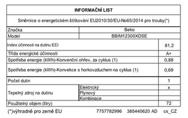 Beko BBIM12300XDSE Vestavná trouba