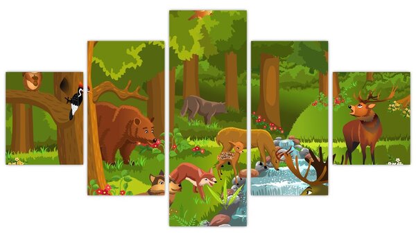 Dětský obraz se zvířátky (125x70 cm)