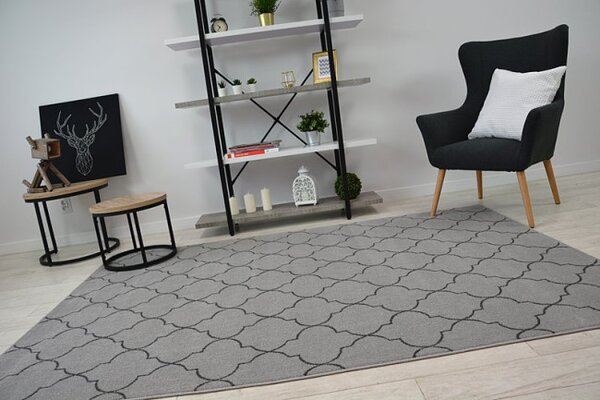 Koberec SENSE Micro 81220 stříbrný/antracit TRELLIS