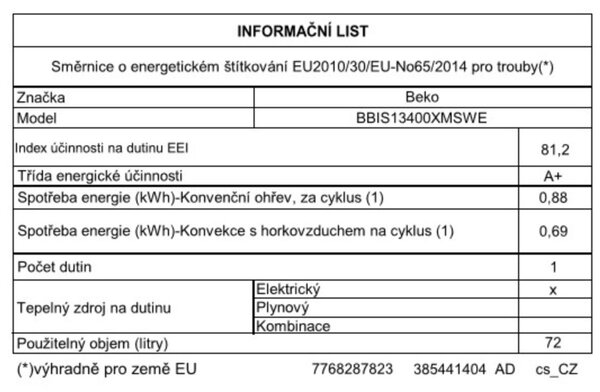 Beko BBIS13400XMSWE Vestavná trouba