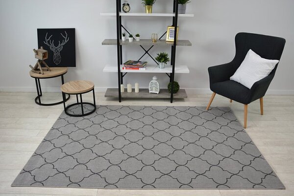 Koberec SENSE Micro 81220 stříbrný/antracit TRELLIS